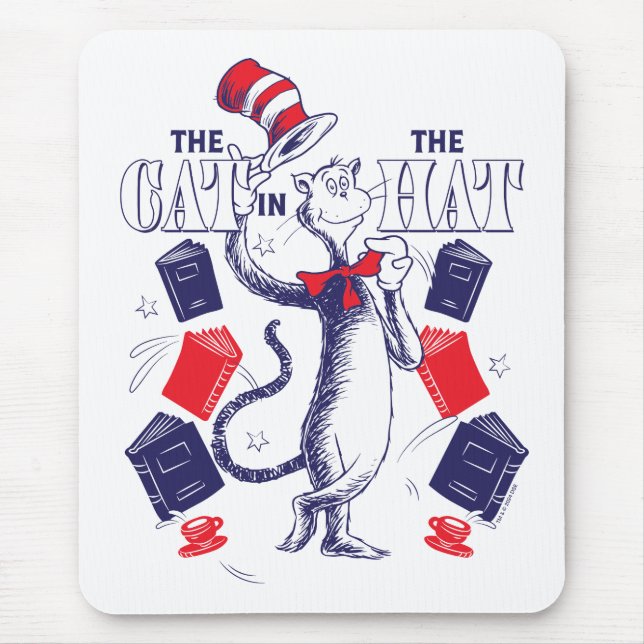Cat In the Hat | Reading Books Mouse Pad (Front)