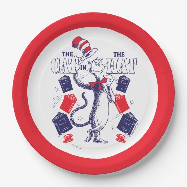 Cat In the Hat | Reading Books Paper Plate (Front)