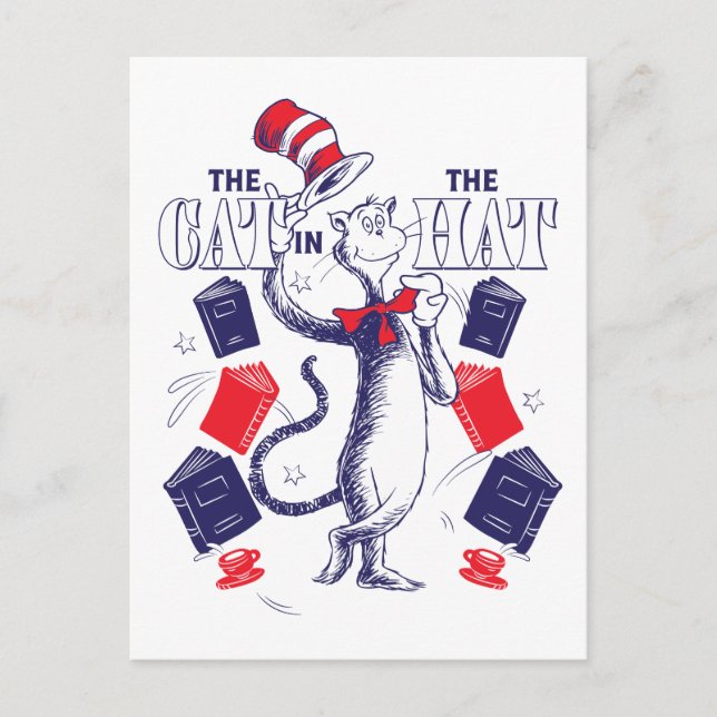 Cat In the Hat | Reading Books Postcard (Front)