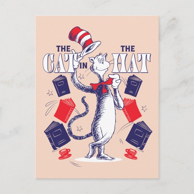 Cat In the Hat | Reading Books Postcard (Front)