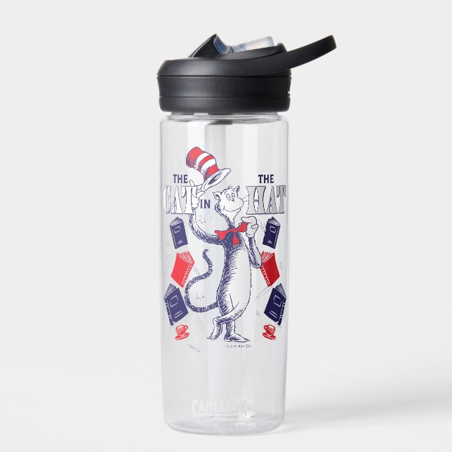 Cat In the Hat | Reading Books Water Bottle (Left)
