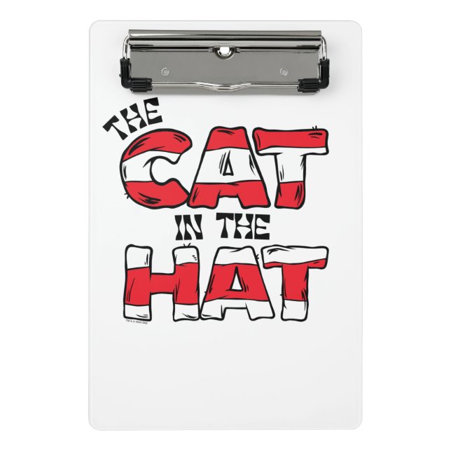 Cat In the Hat | Red & White Striped Text Mini Clipboard (Front)