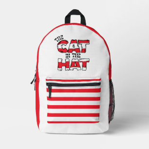 Cat In the Hat   Red & White Striped Text Printed Backpack