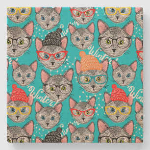 Cat in the hat stone coaster