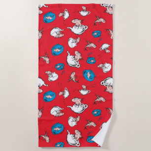 Cat In The Hat   The Fish Red Pattern Beach Towel