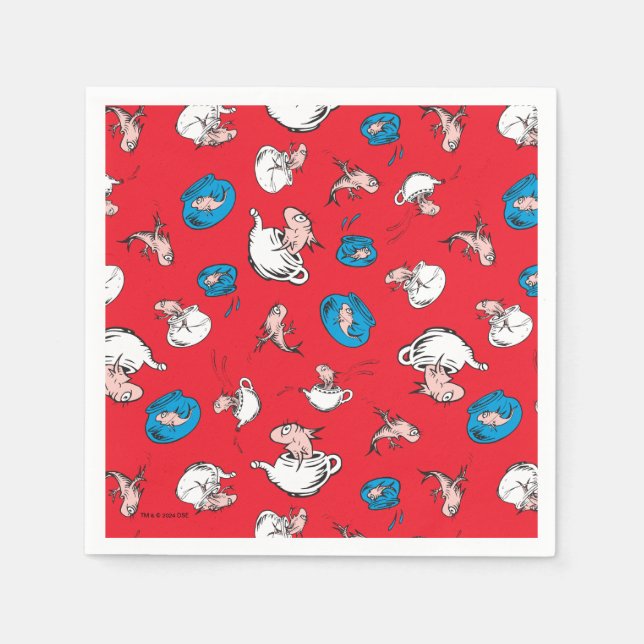 Cat In The Hat | The Fish Red Pattern Napkin (Front)