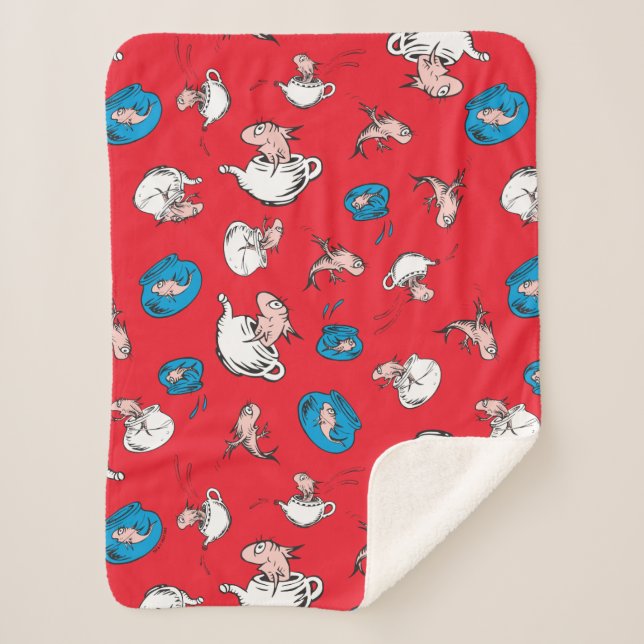 Cat In The Hat | The Fish Red Pattern Sherpa Blanket (Front)