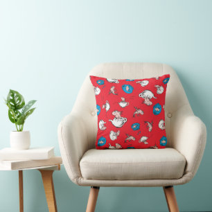 Cat In The Hat   The Fish Red Pattern Throw Pillow