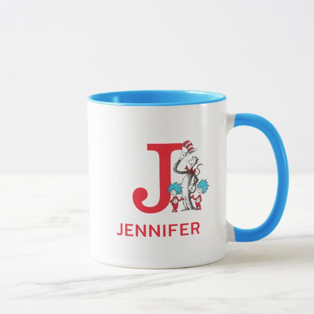 Cat in the Hat, Thing One Name & Monogram J Mug (Right)