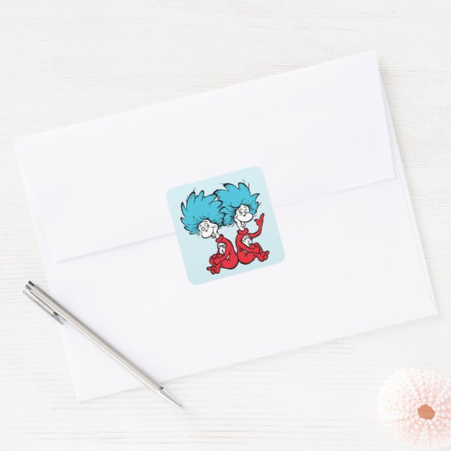 Cat in the Hat Thing One & Thing Two Square Sticker (Envelope)