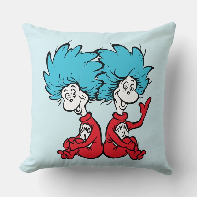 Cat in the Hat Thing One & Thing Two Throw Pillow (Front)