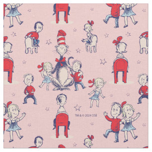 Cat In The Hat   With Kids Pattern Fabric