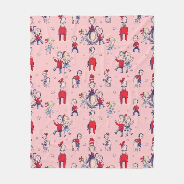 Cat In The Hat | With Kids Pattern Fleece Blanket (Front)