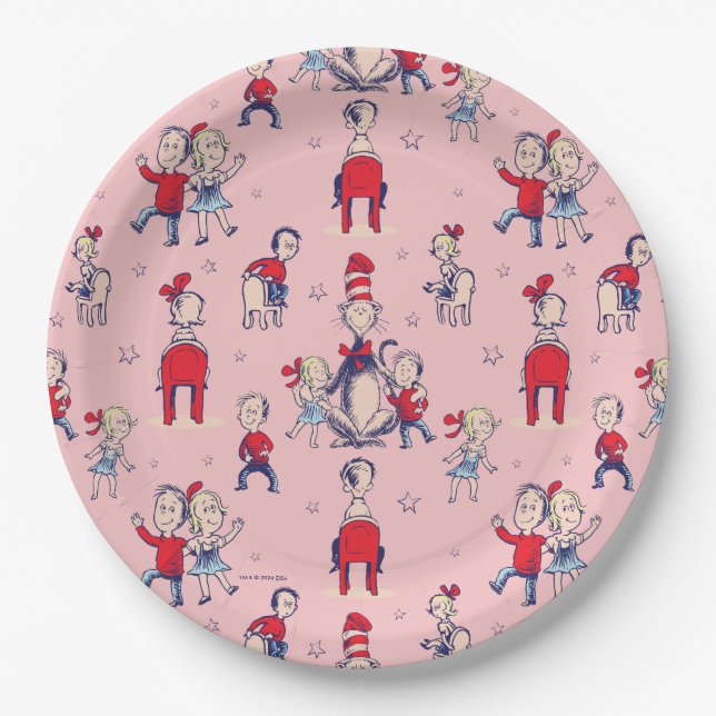 Cat In The Hat | With Kids Pattern Paper Plate (Front)