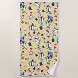 Cat In The Hat   Yellow Pattern Beach Towel