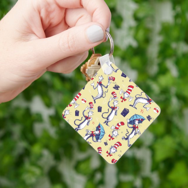 Cat In The Hat | Yellow Pattern Keychain (Hand)