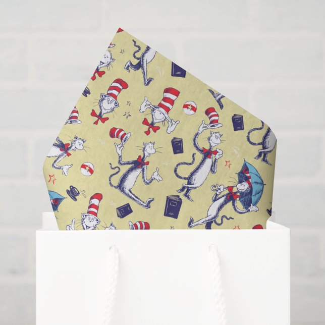 Cat In The Hat | Yellow Pattern Tissue Paper (Gift Bag)