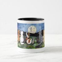 "Cat in the Moon" Cat Friends in Night Scene, Mug