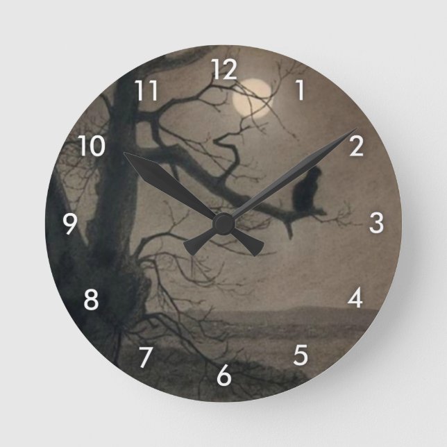 Cat in the Moonlight, Alexandre Steinlen Round Clock (Front)