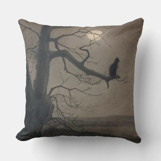 Cat in the Moonlight, Alexandre Steinlen Throw Pillow (Front)