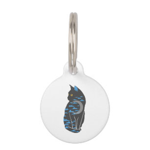 Cat in the night silhouette - Choose back colour Pet Tag