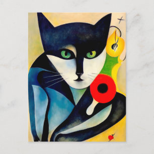 Cat in the style of classical modern art. postcard