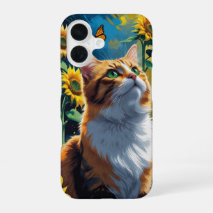 cat in the Sunflower Garden  iPhone 16 Case