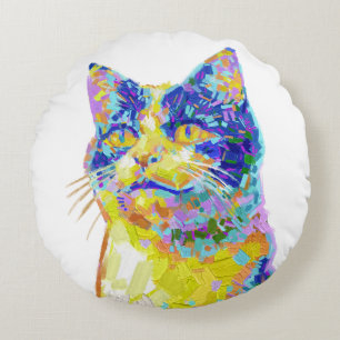 Cat in the Sunlight Round Pillow