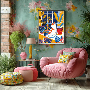 Cat in the Window: Favist and Colorful Art Canvas Print