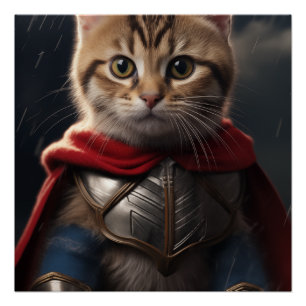 Cat in thor look poster