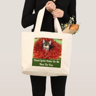 Cat In Tinsel Tote Bag