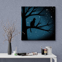 Cat In Tree on a Winter's Starry Night