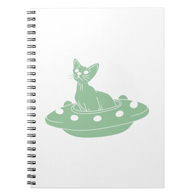 Cat in Ufo - Choose background colour Notebook (Front)