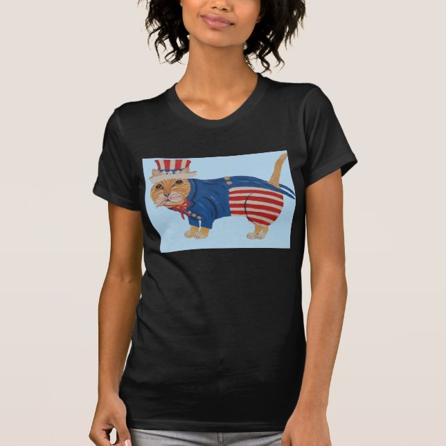 Cat In Uncle Sam Suit T-Shirt (Front)