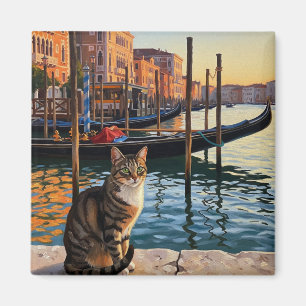 Cat in Venice Italy Travel Magnet