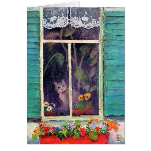 Cat in Window with Flower-box (Front)