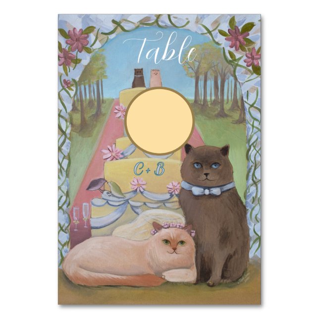 Cat Initiales Couple do-it-yourself Cartes de Tabl (Par défaut)