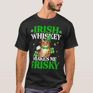 Cat Irish Whiskey Makes Me Frisky St Patrick's Day T-Shirt