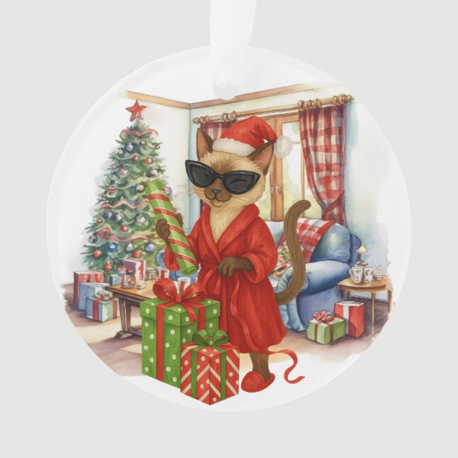 Cat is Christmas boxing  Ornament (Front)