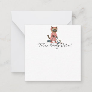 Cat is cleaning house card