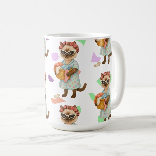 Cat is going to laundry coffee mug (Front Right)