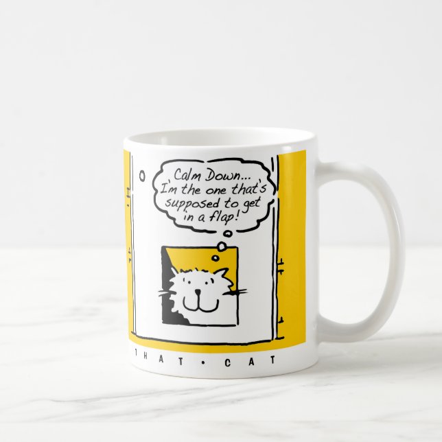 Cat is in a bit of a flap! Fun Cat Lover Coffee Mug (Right)