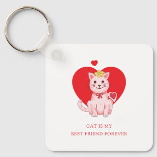 cat is my best friend forever cute keychain