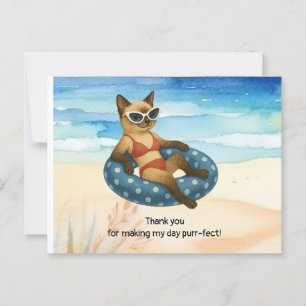 Cat is on the beach thank you  postcard