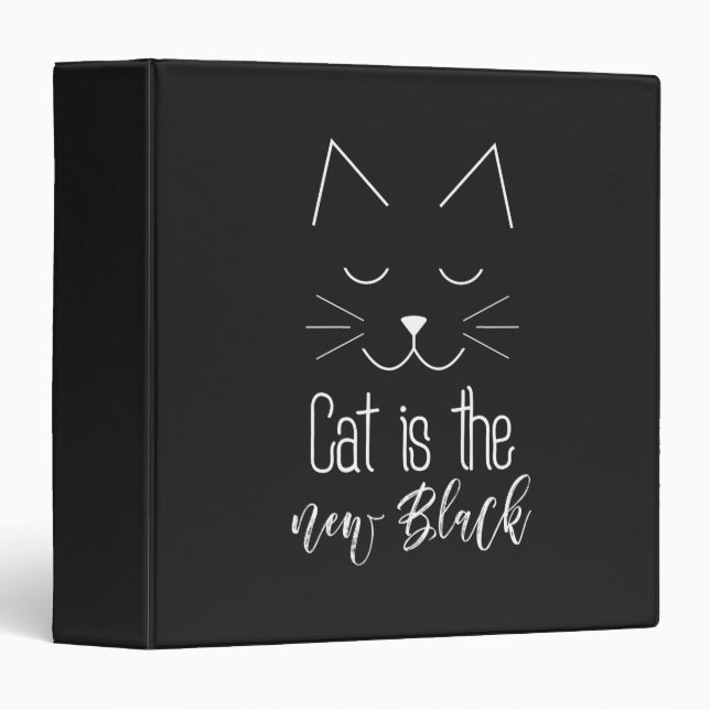 Cat is the New Black Quote Cute Black White Text Binder (Front/Spine)