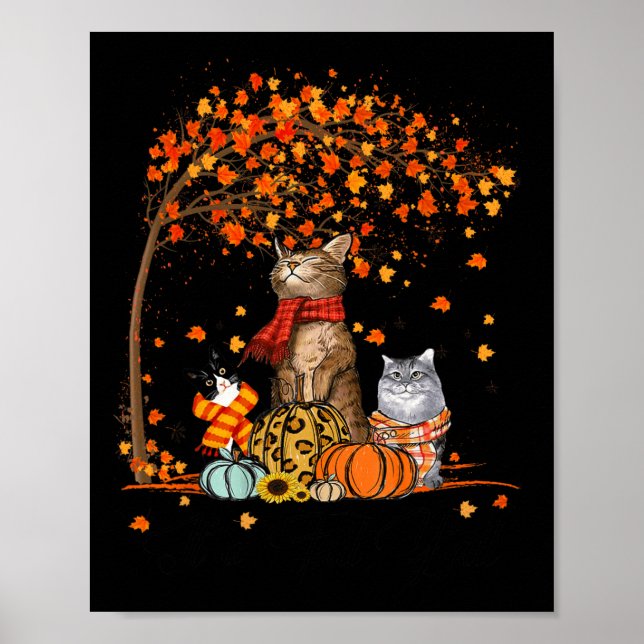 Cat It’s Fall Y’all Pumpkins Autumn Halloween Cat  Poster (Front)