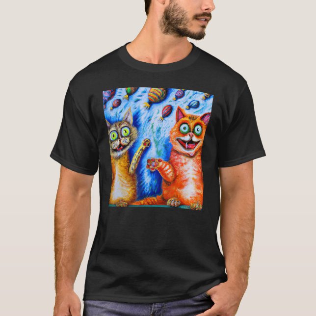 Cat joke two kittens meme T-Shirt (Front)