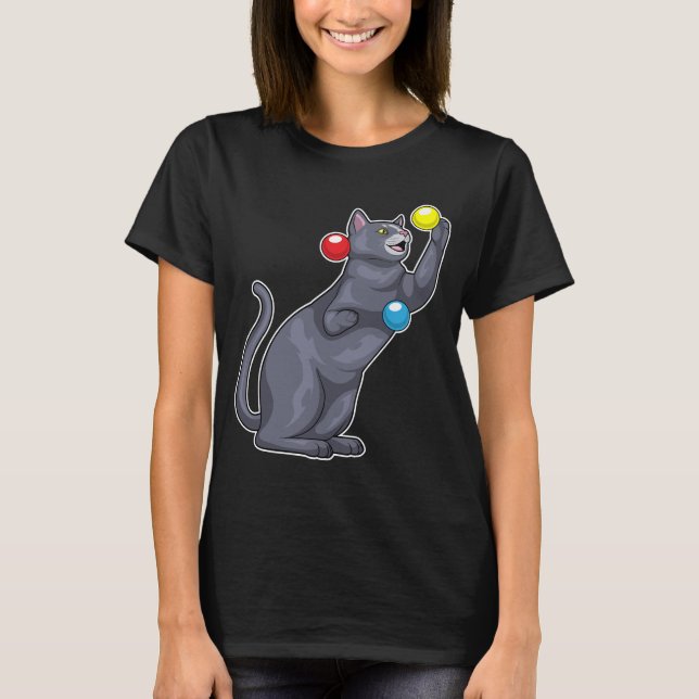 Cat Juggler Juggle T-Shirt (Front)
