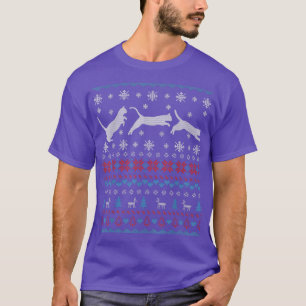 Cat Jumping In Snow Ugly Christmas Sweater Gifts C