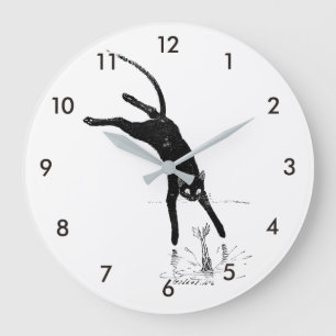 Cat Jumping into the Pond, Alexandre Steinlen Large Clock